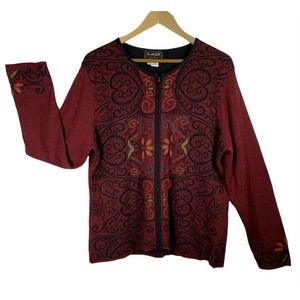 Women's INVISIBLE WORLD Sz. XL Arabesque Reversible Baby Alpaca Cardigan Sweater